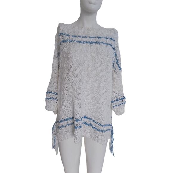 Pepin open knit sweater white boho lightweight size Large - Picture 2 of 9